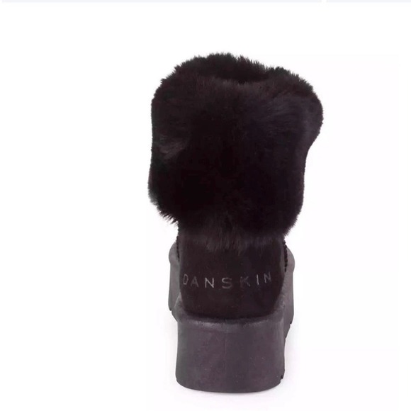 Danskin Donut Black Faux Fur Platform Ankle Boots Womens Size 8.5 NEW - Picture 4 of 13
